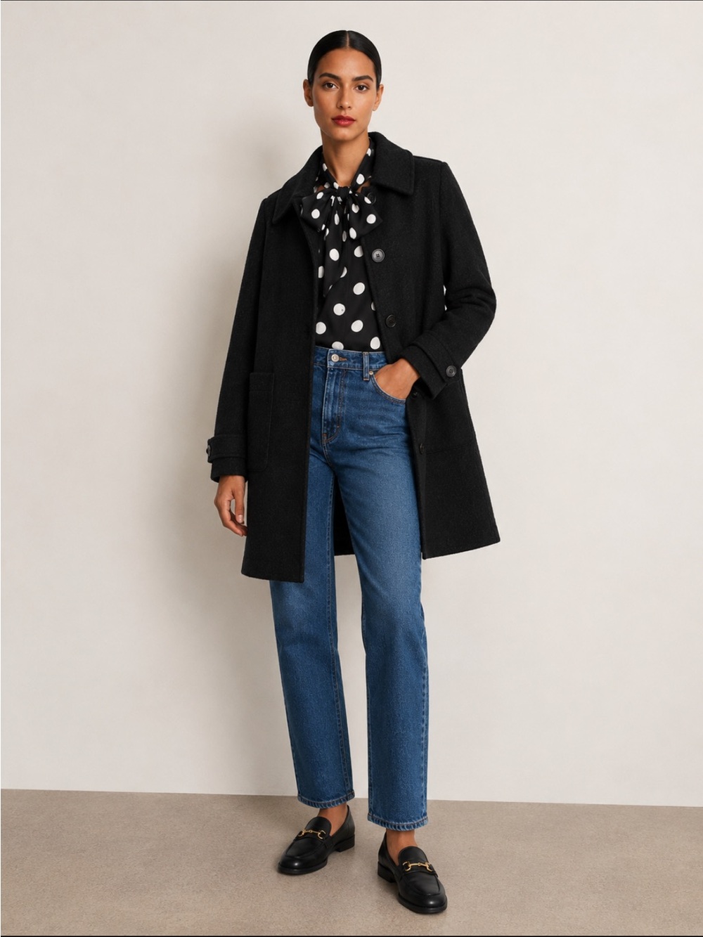 J. CREW LADY COAT in ITALIAN BOILED WOOL Black SIZE 6 ~ Pristine